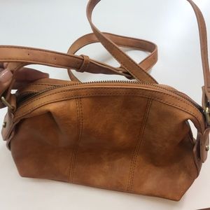 Light leather brown cross body bag